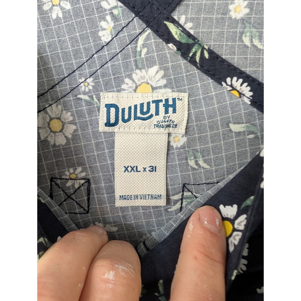 Duluth Trading Co Heirloom Gardening Bib Overalls Navy Daisy Floral XXL x 31 - Picture 7 of 8